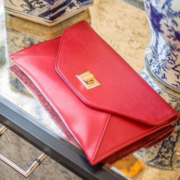 Nice Red Marsi Bond Small Ava Envelope Designer Shoulder Bag Clutch Purse MINTY - Picture 8 of 10